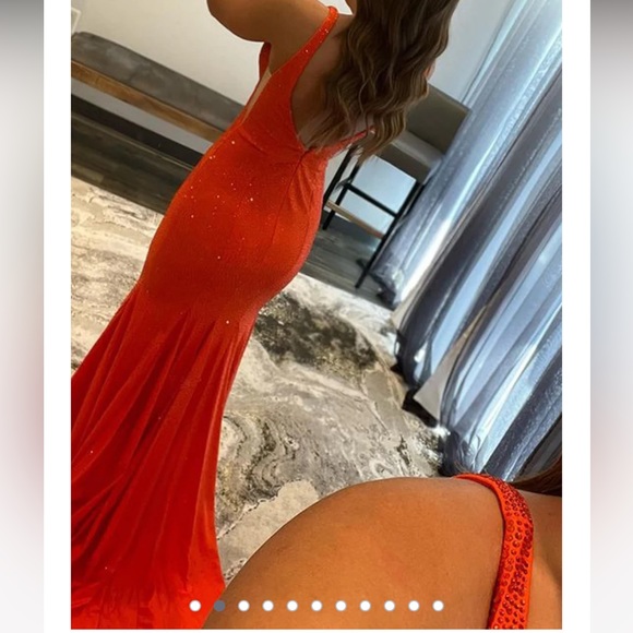 SHERRI HILL HOT ORANGE PROM DRESS - Picture 6 of 6